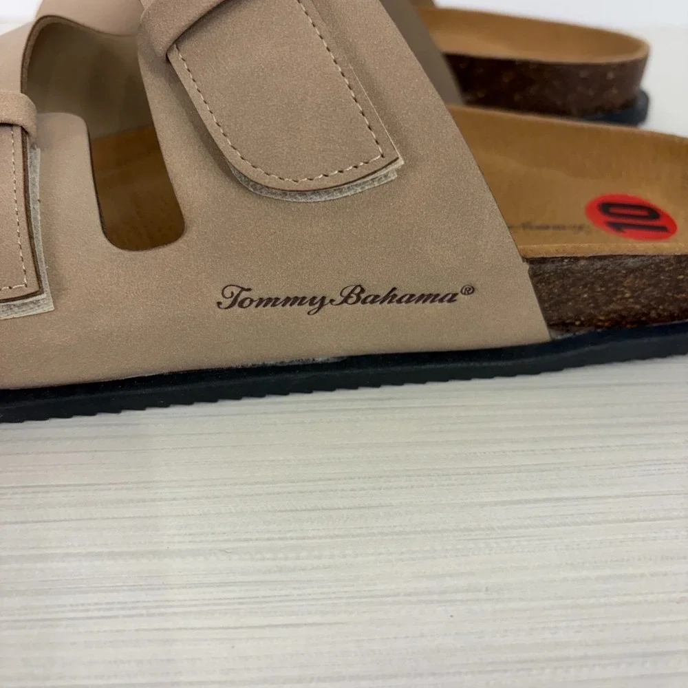 Tommy Bahama Men Double Ban Leather Sandals Adjustable Straps Size 10 TRF Truite